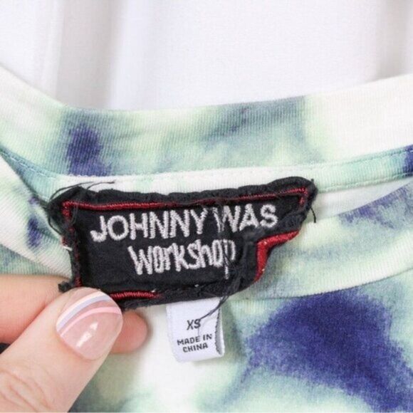 Johnny Was Marble Tie Dye Print Oversized Bamboo Blend Short Sleeve Tee XS - Picture 6 of 7
